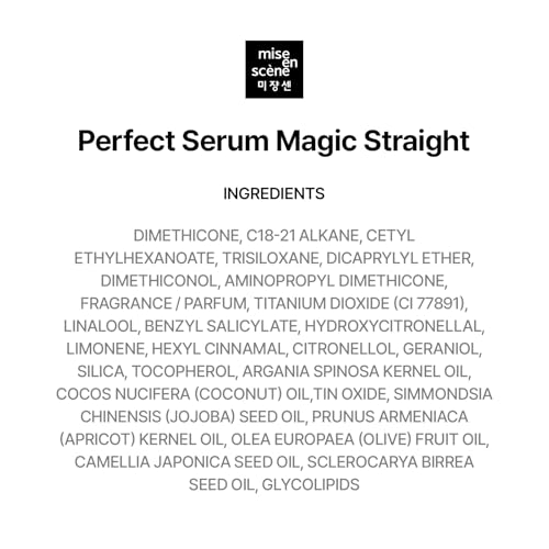 Mise En Scene Perfect Serum Magic Straight – Hair Taming Oil, Heat Protectant, Humidity Shield | Coconut Oil, Bergamot | 2.7 Fl Oz