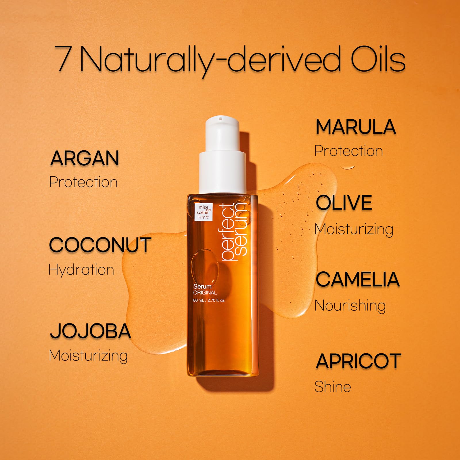 Mise En Scene Perfect Serum Original | Heat Protectant Hair Oil with Argan | Frizz Control & Shine | 2.7 fl oz