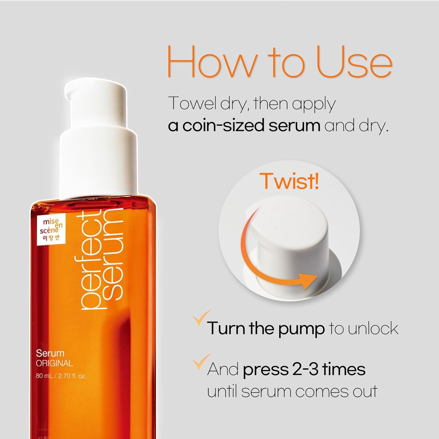 Mise En Scene Perfect Serum Original | Heat Protectant Hair Oil with Argan | Frizz Control & Shine | 2.7 fl oz