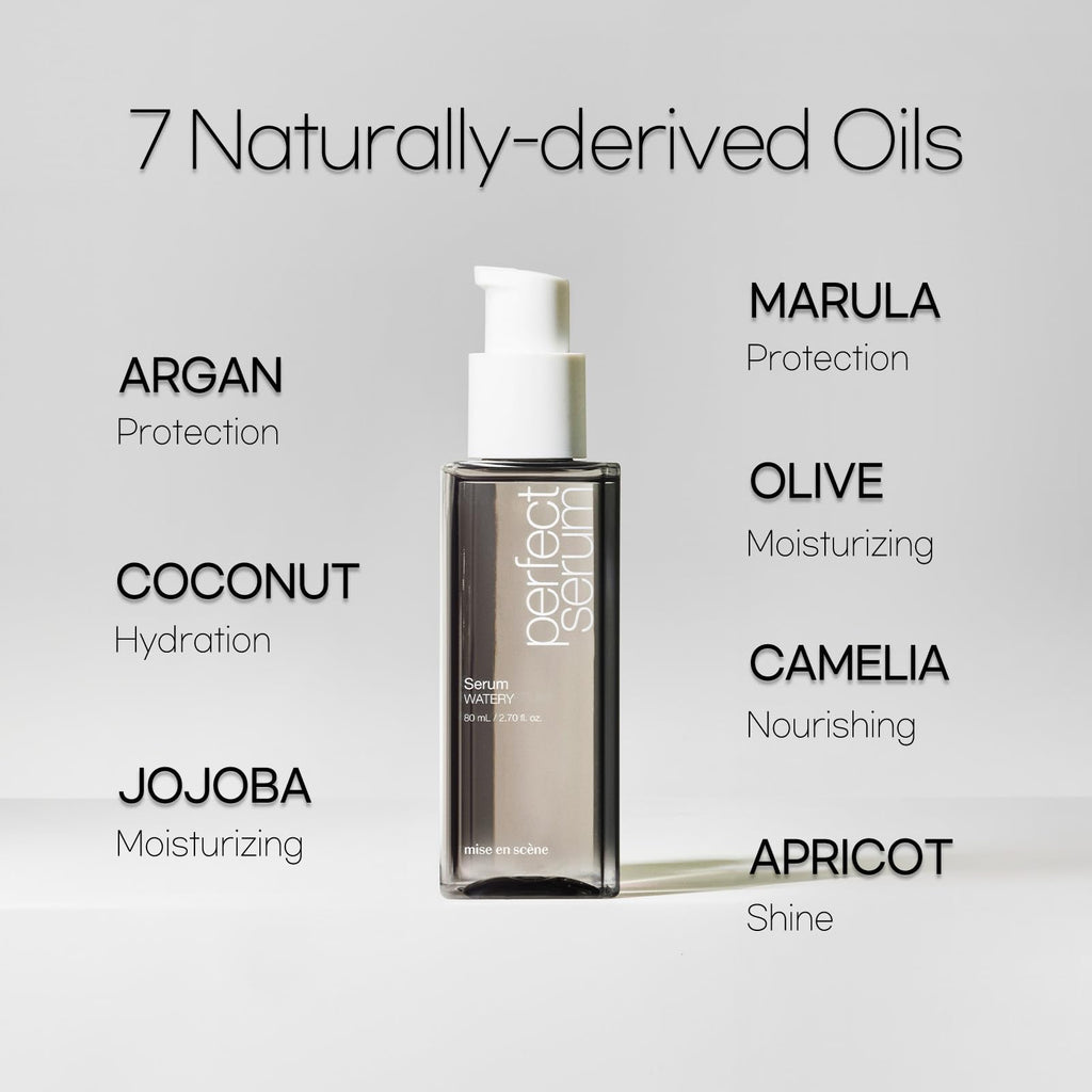 Mise En Scene Perfect Serum Watery – Lightweight Hair Oil for Fine, Low Porosity Hair | Citrus Scent | 2.70 fl oz