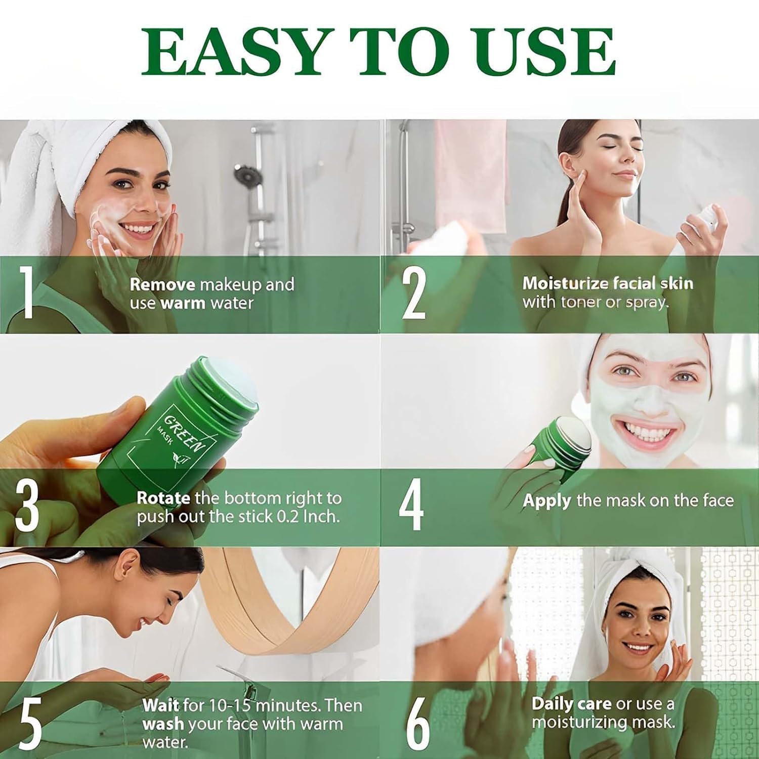 MISEDI 2 Pcs Green Tea Mask Stick for Face – Pore Cleansing & Hydration