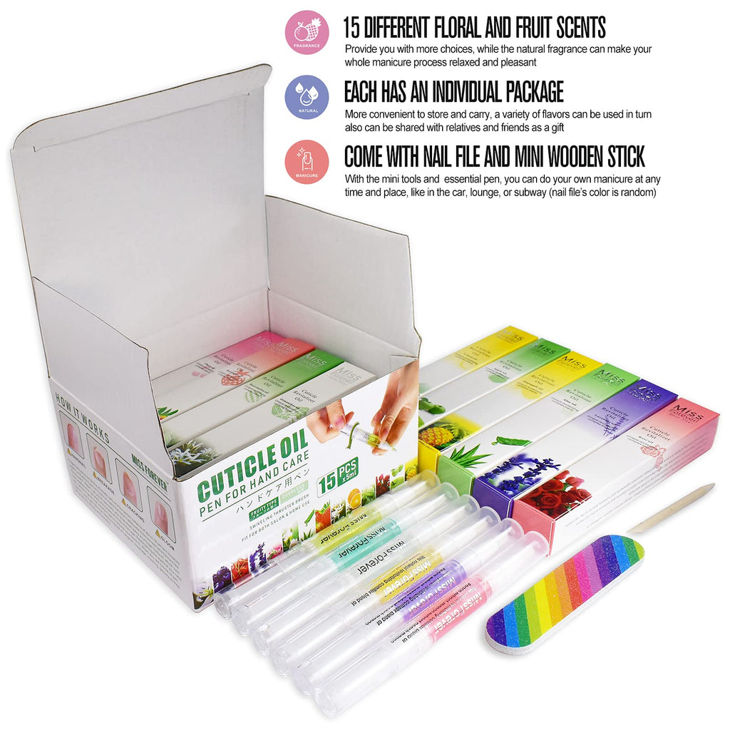 Miss Forever 15Pcs Cuticle Oil Pen Kit – Nail Care & Hangnail Treatment