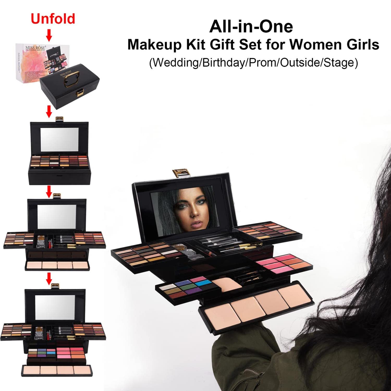 MISS ROSE M 58 Color Professional Makeup Palette – All-in-One Makeup Kit (331Y)