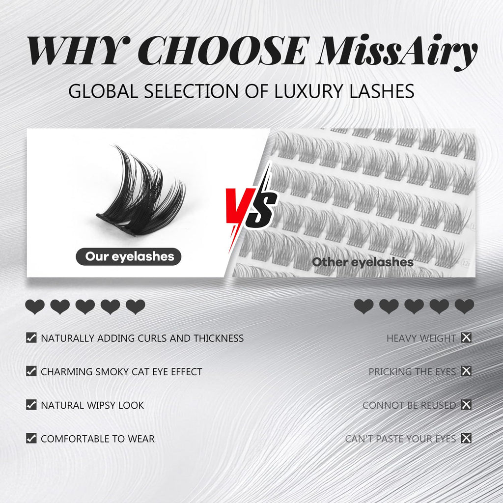 MissAiry Flaunt Lash Clusters Kit Flora 8-14mm | Light-Volume D-Curl DIY Lashes
