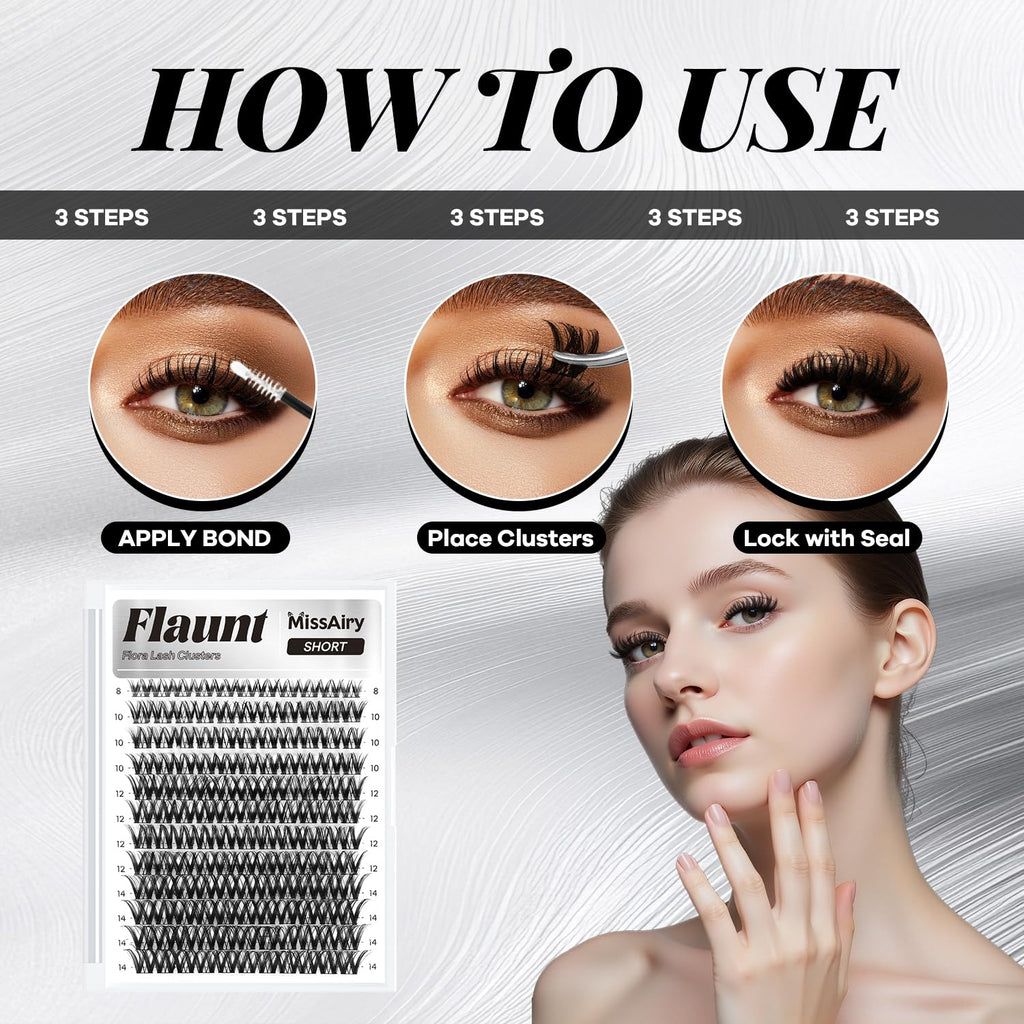 MissAiry Flaunt Lash Clusters 8-14mm Wispy D-Curl Eyelash Extensions