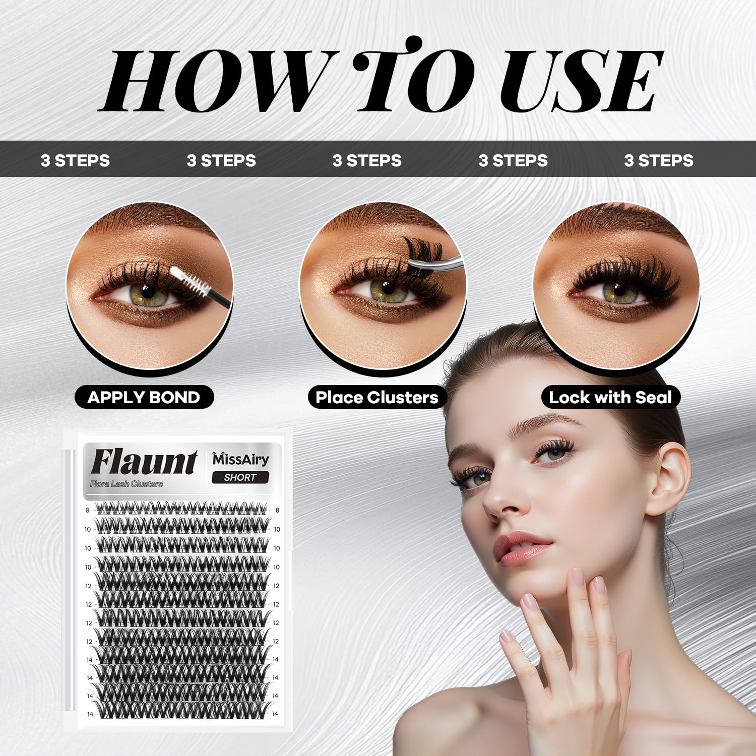 MissAiry Flaunt Lash Clusters 8-14mm Wispy D-Curl Eyelash Extensions