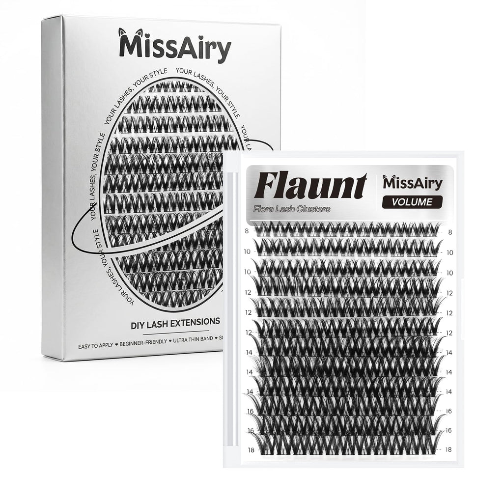 MissAiry Flaunt Lash Clusters Wispy 8-18mm – D-Curl Wet Look DIY Lashes