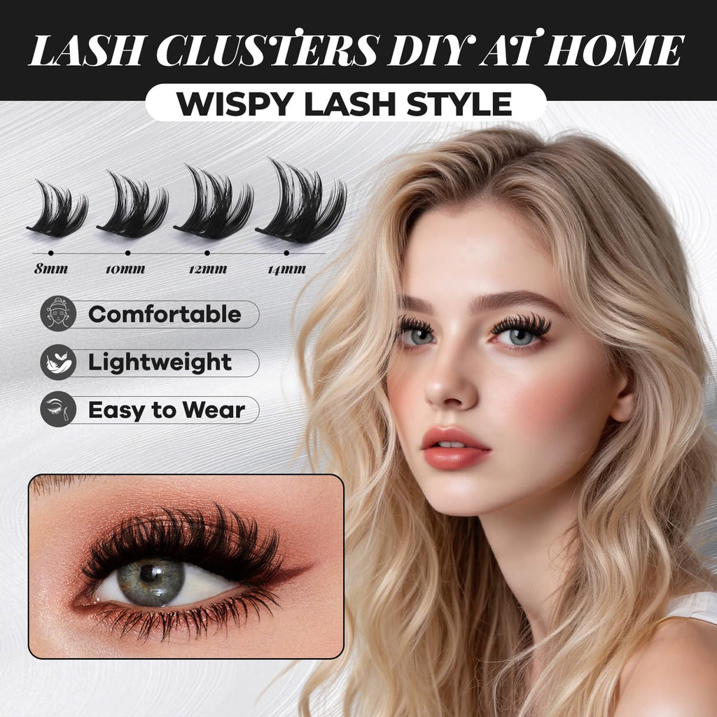 MissAiry Flaunt Lash Clusters Kit Flora 8-14mm | Light-Volume D-Curl DIY Lashes