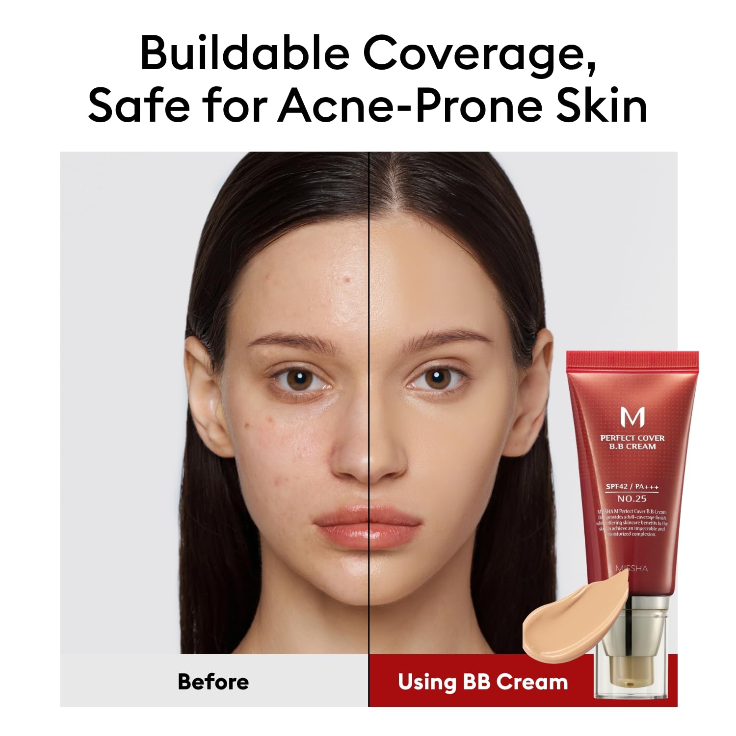 MISSHA M Perfect Cover BB Cream No.25 Warm Beige – SPF 42 PA+++ | Medium Warm Undertone | 1.69 fl oz