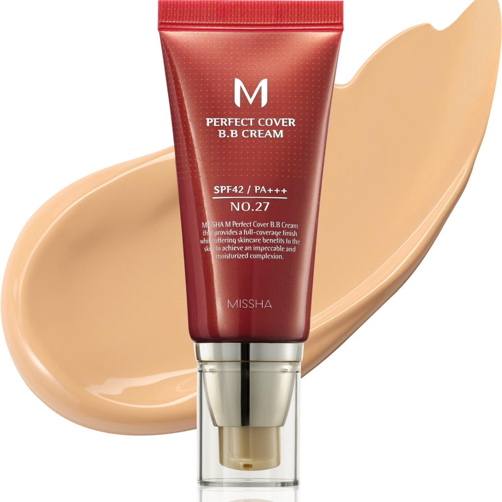 MISSHA M Perfect Cover BB Cream No.27 Honey Beige SPF 42 PA+++ | All-in-One Primer, Foundation & Concealer