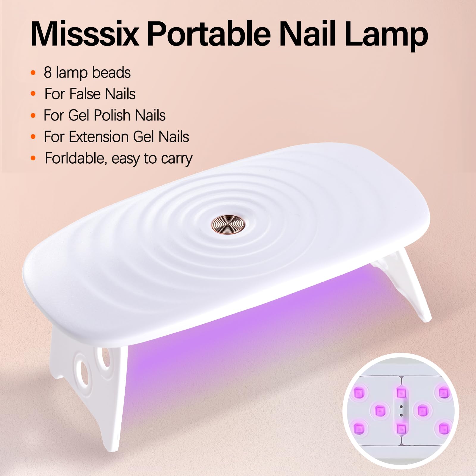 Misssix Short Almond Gel x Nail Tips Kit — 504Pcs Clear Nails, 12 Sizes, Portable UV Lamp