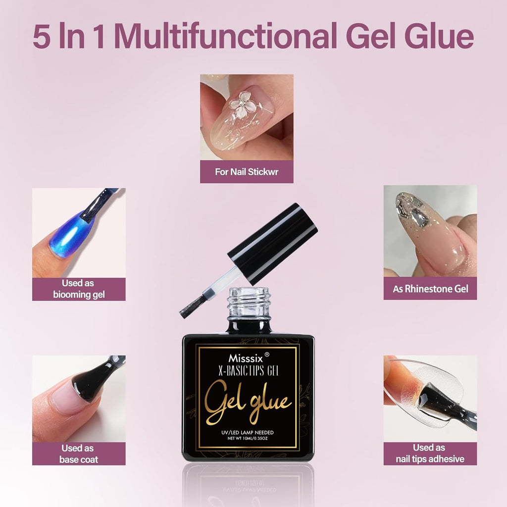 Misssix Medium Almond Gel Nail Tips Kit – 360Pcs, 12 Sizes, Portable UV Lamp