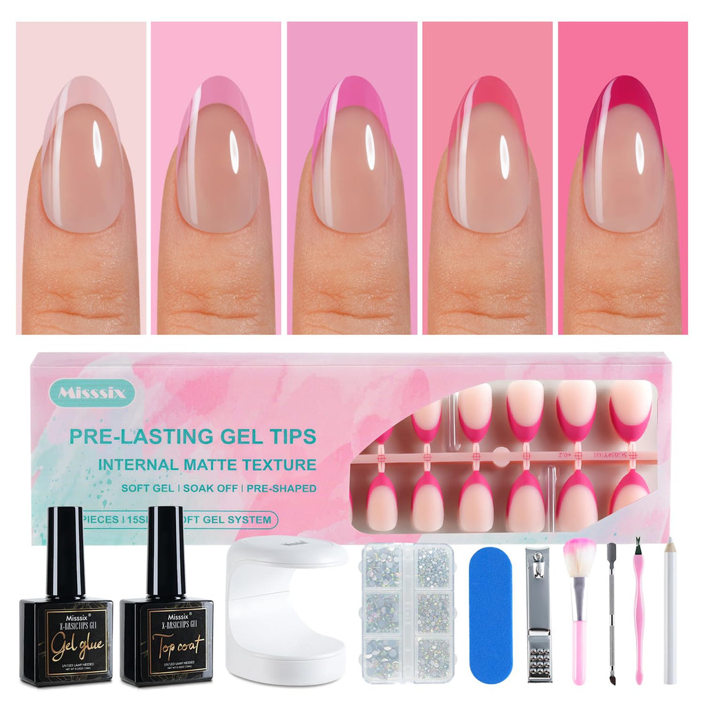 Misssix French Tip Press On Nails – 150 Pcs Short Almond Soft Gel Tips Starter Kit