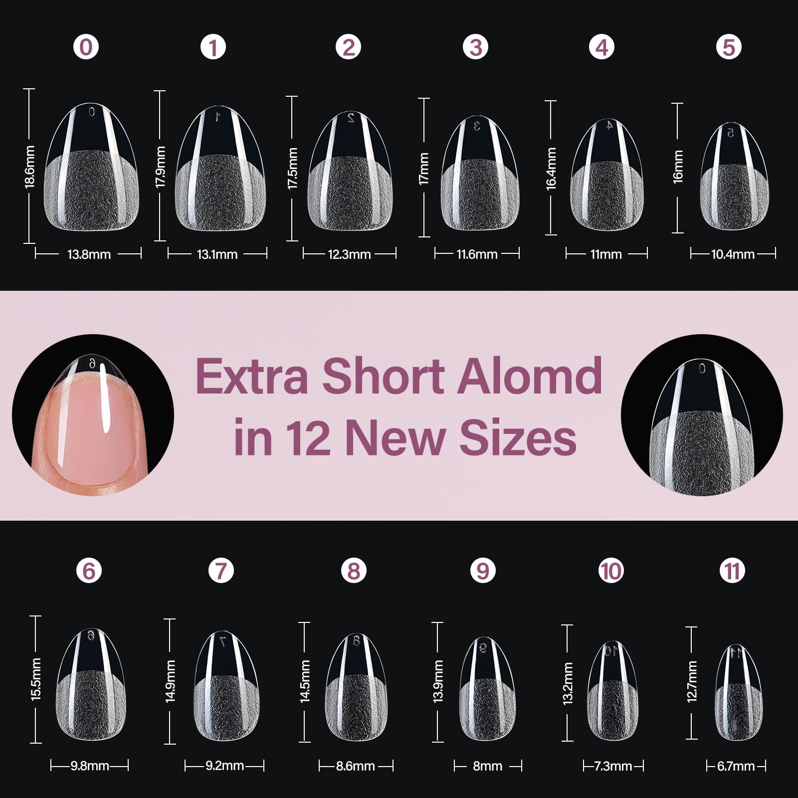 Misssix Extra Short Almond Gel Nail Tips Kit — 360Pcs, 12 Sizes, 9-in-1 Glue & Mini UV Lamp