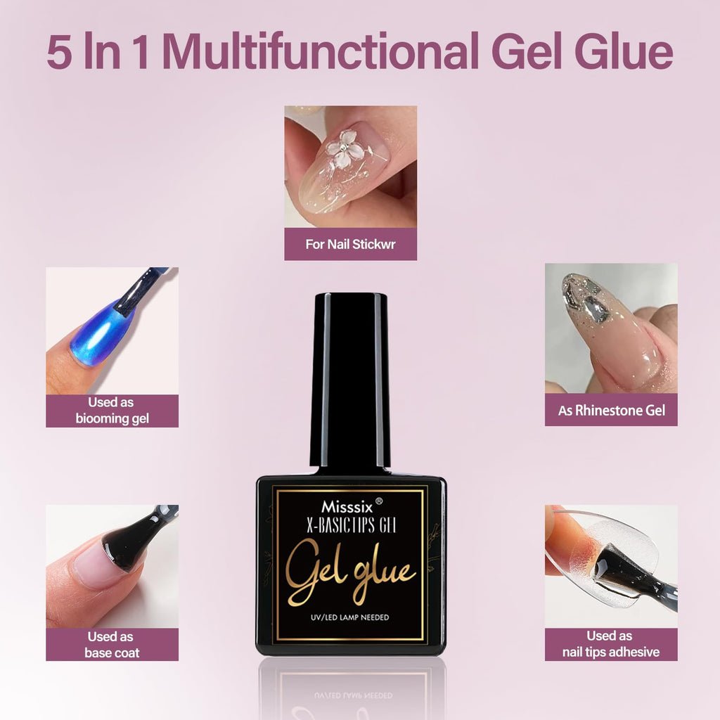 Misssix Extra Short Almond Gel Nail Tips Kit — 360Pcs, 12 Sizes, 9-in-1 Glue & Mini UV Lamp