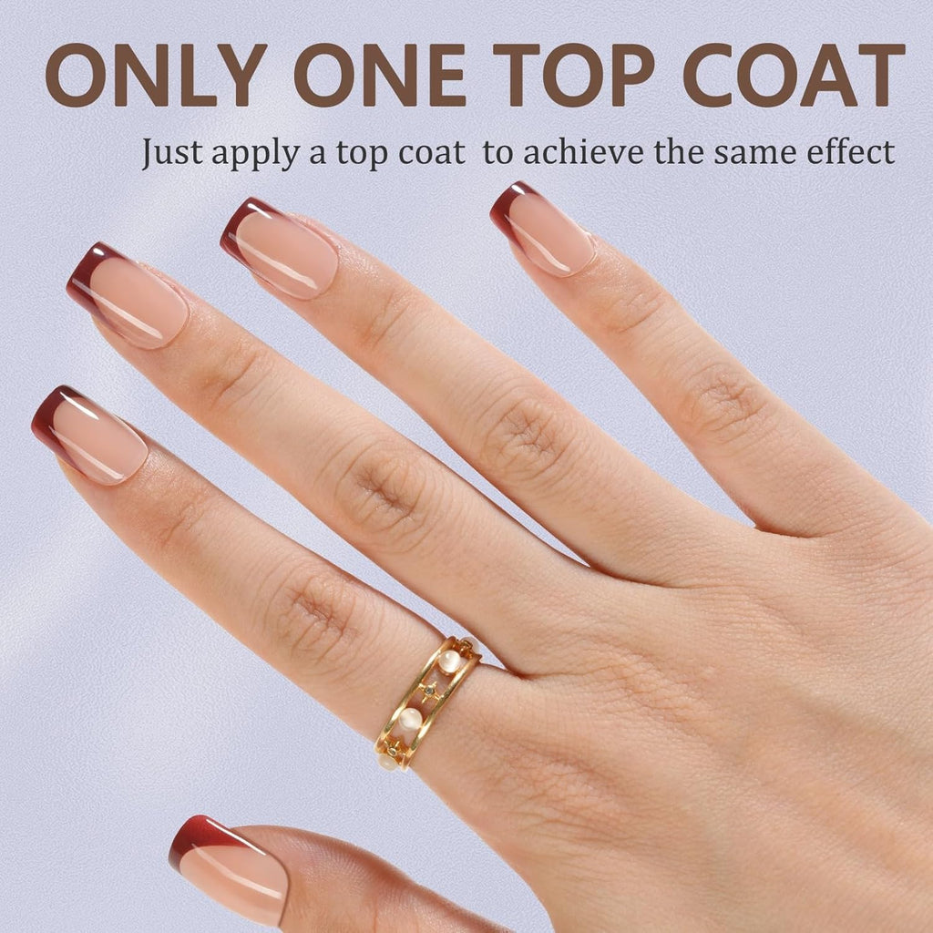 Misssix French Tip Press On Nails – 160Pcs Short Square Gel Tips Starter Kit
