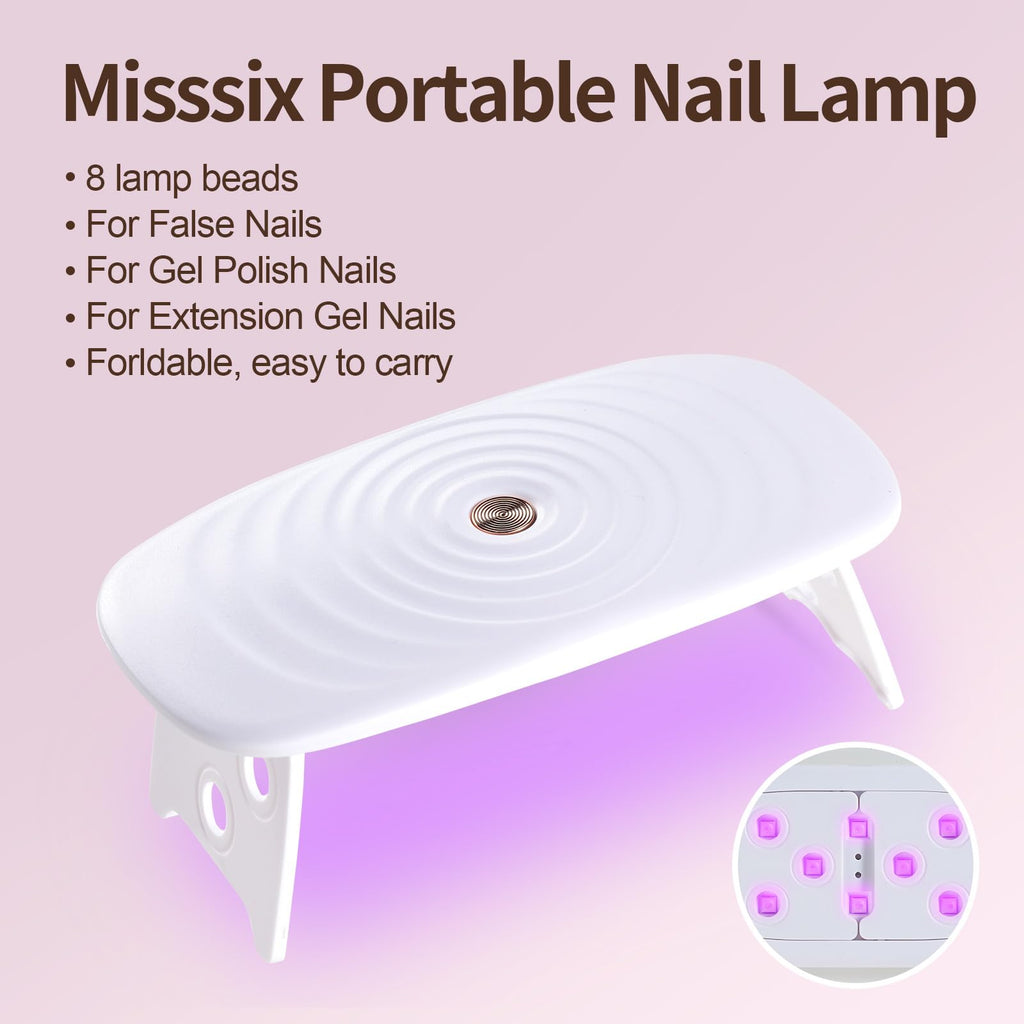 Misssix Medium Almond Gel Nail Tips Kit – 360Pcs, 12 Sizes, Portable UV Lamp