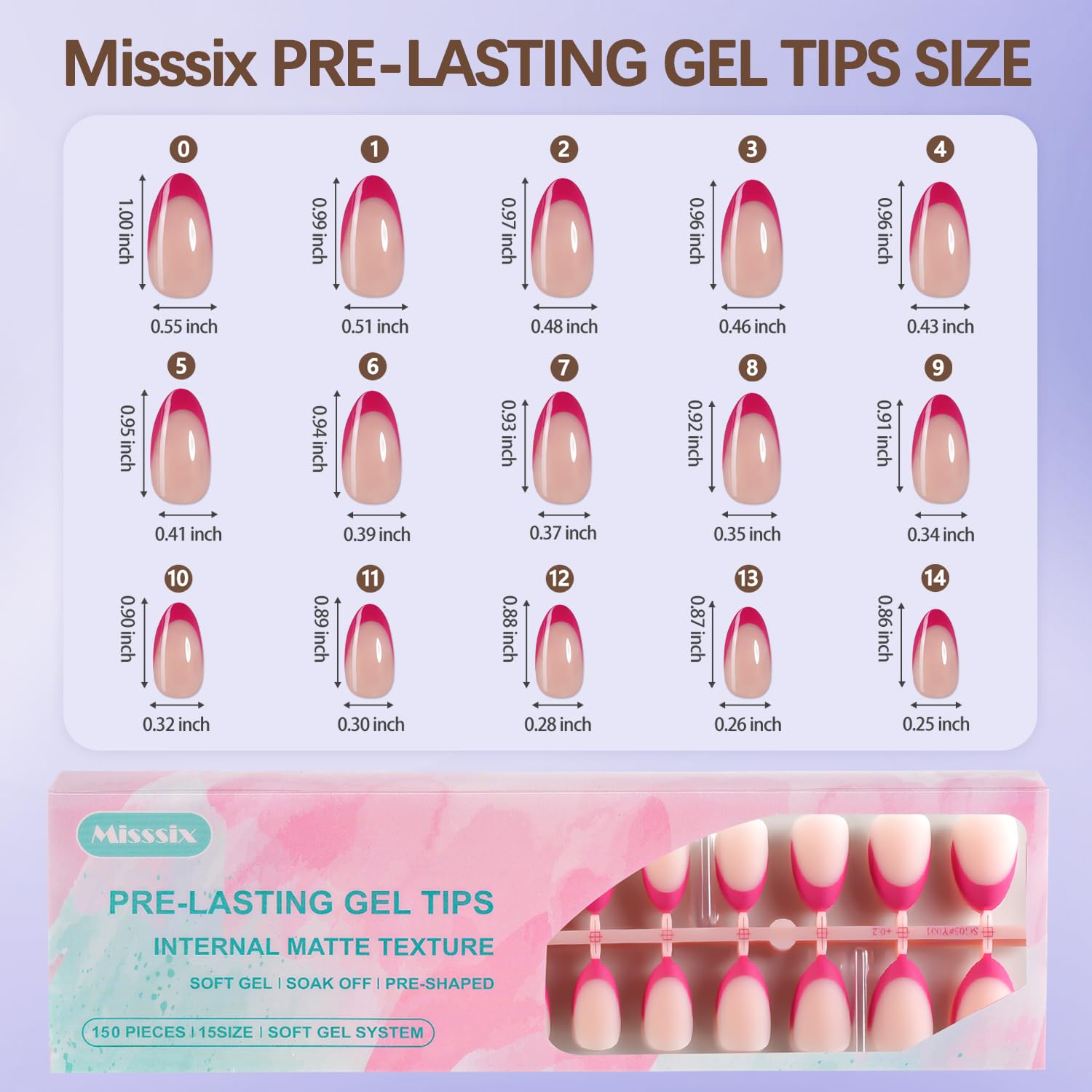 Misssix French Tip Press On Nails – 150 Pcs Short Almond Soft Gel Tips Starter Kit