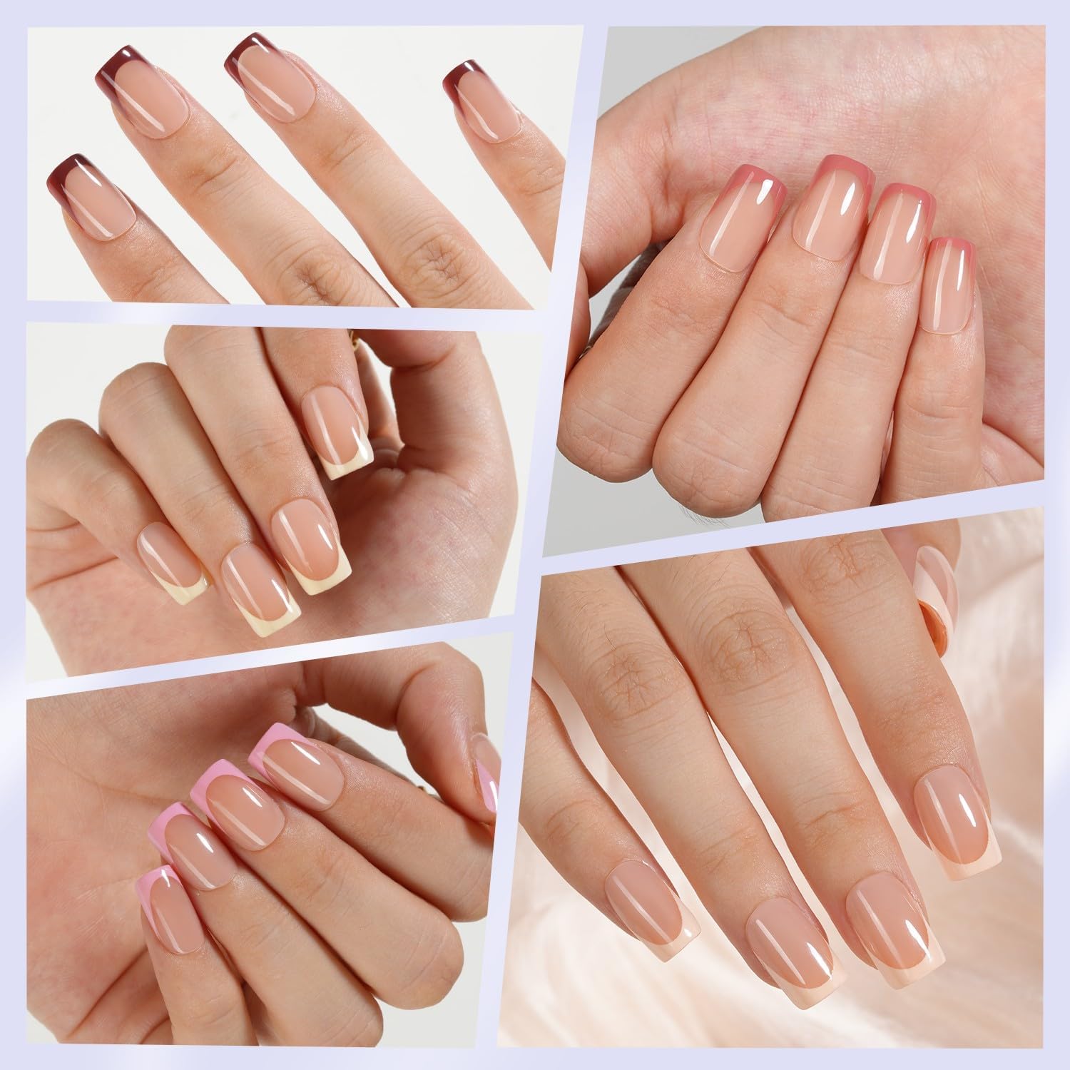 Misssix French Tip Press On Nails – 160Pcs Short Square Gel Tips Starter Kit