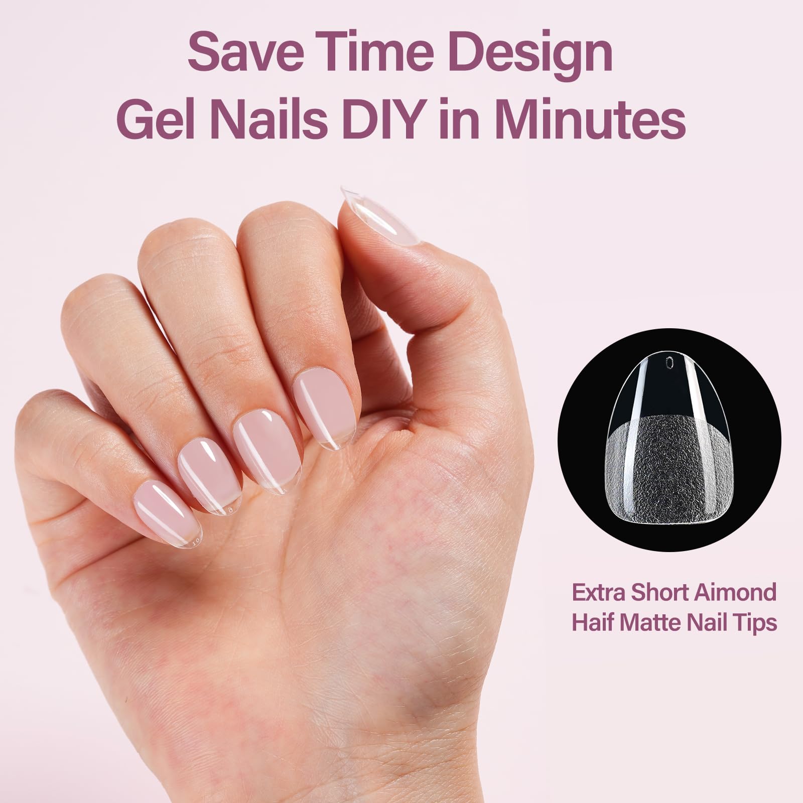 Misssix Extra Short Almond Gel Nail Tips Kit — 360Pcs, 12 Sizes, 9-in-1 Glue & Mini UV Lamp