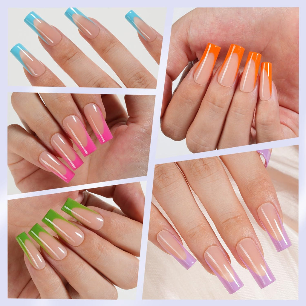 Misssix XBASICTIPS French Tip Press On Nails – 300Pcs Soft Gel Tips, 15 Sizes, No Filing Needed