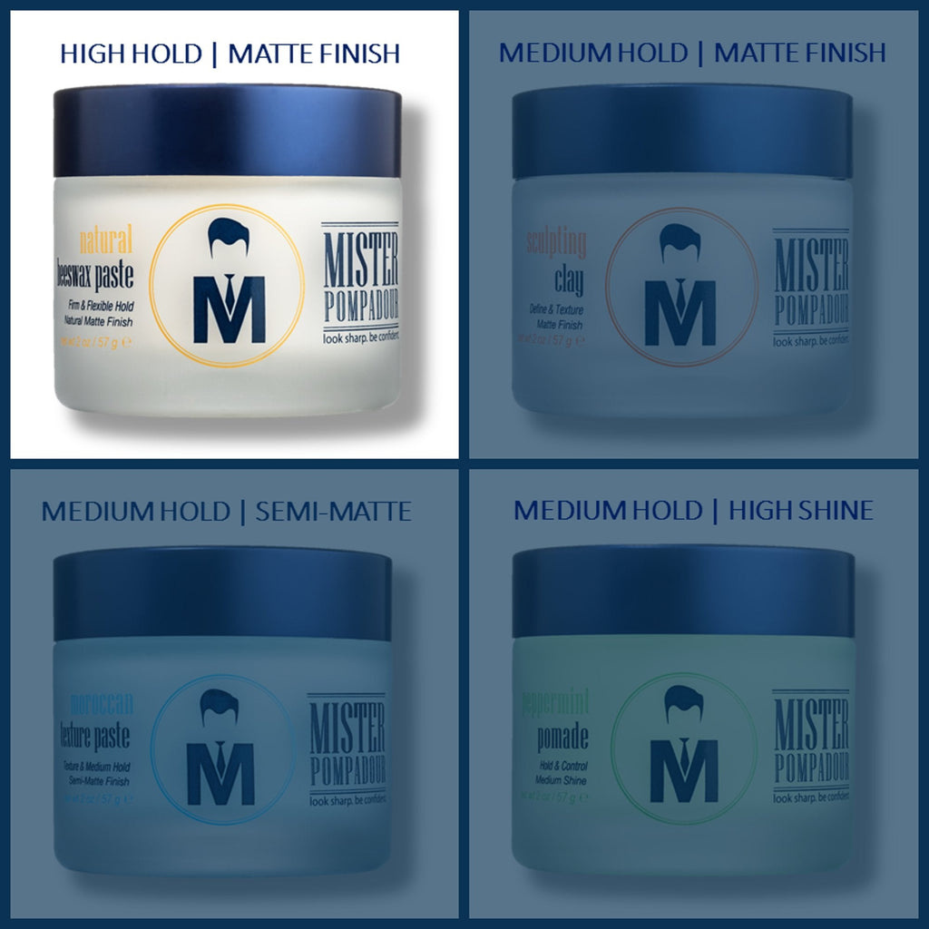 Mister Pompadour Natural Beeswax Paste — High Hold, Matte Finish, Water Based, 2oz