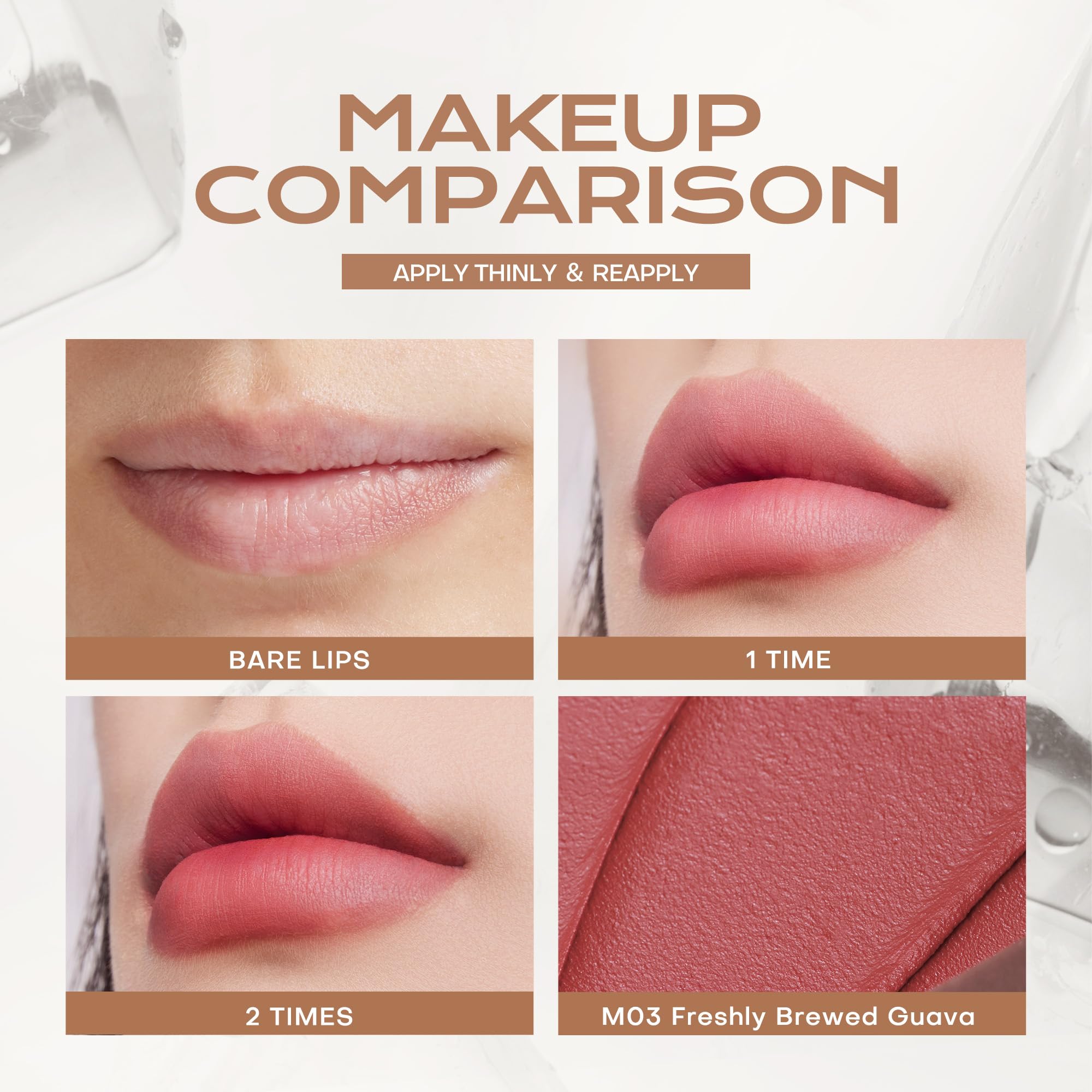 Mistine Cream Lip Gloss Thai Latte M03 Freshly Brewed Guava – Long Lasting Matte Lip Gloss