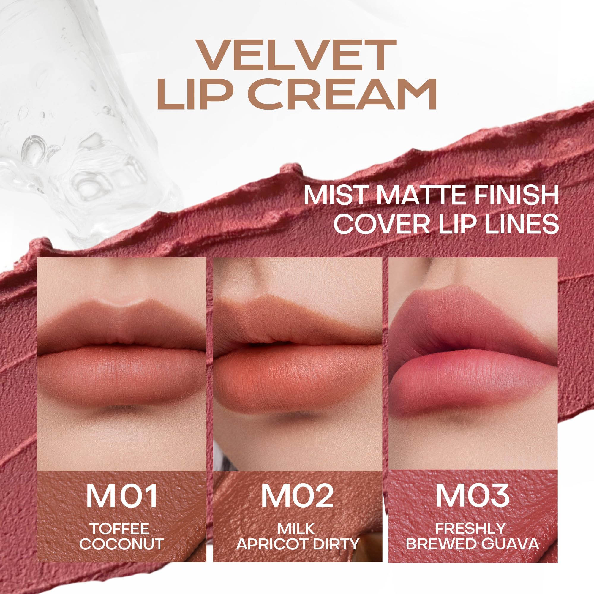 Mistine Cream Lip Gloss Thai Latte M03 Freshly Brewed Guava – Long Lasting Matte Lip Gloss