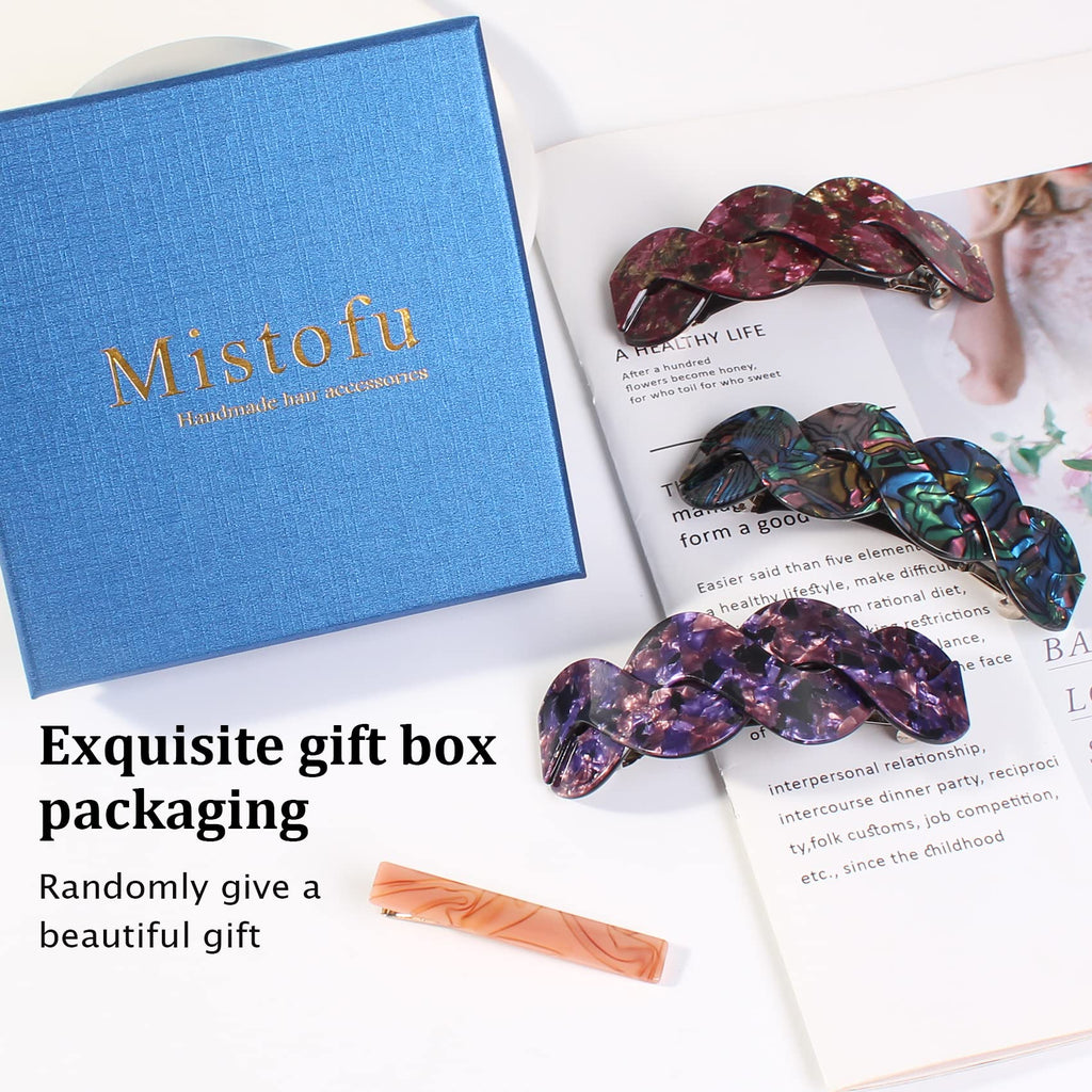 Mistofu Women's Hair Barrettes - Elegant French Retro Clips for Thick Hair (3-Pack, Large)