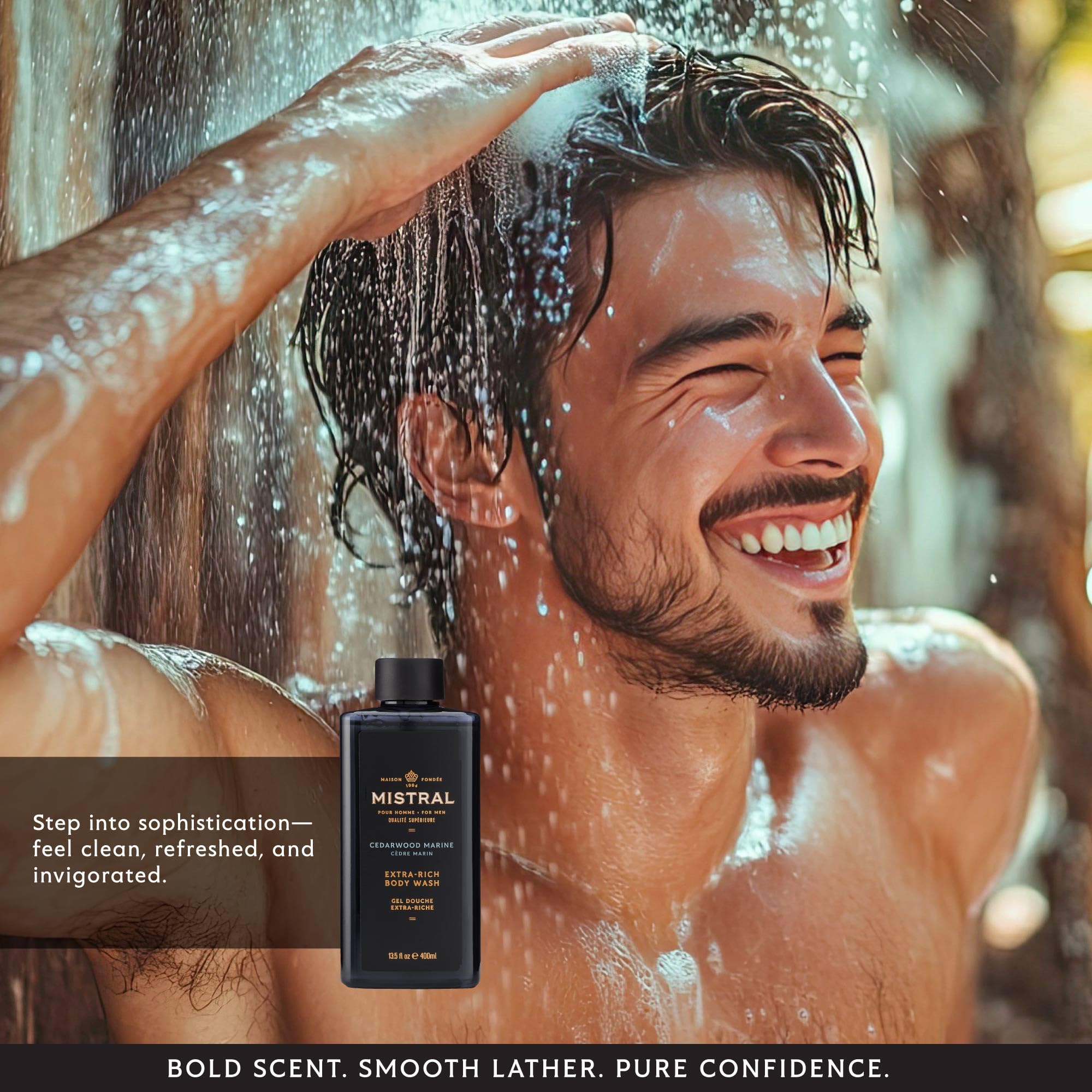 Mistral Cedarwood Marine 2-in-1 Body Wash & Shampoo for Men | Made in France