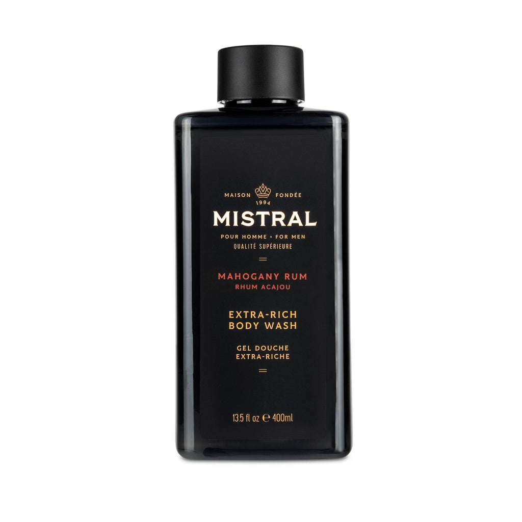 Mistral Mahogany Rum 2-in-1 Men’s Body Wash & Shampoo – 13.5 oz | Natural, SLS/Paraben/Phthalate Free, Made in France