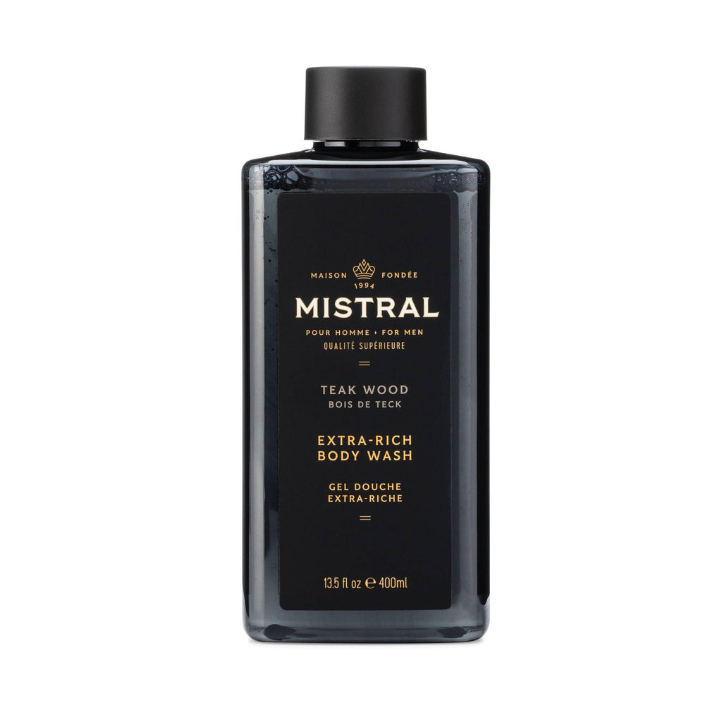 Mistral Teakwood 2-in-1 Body Wash & Shampoo for Men – 13.5 oz, Made in France