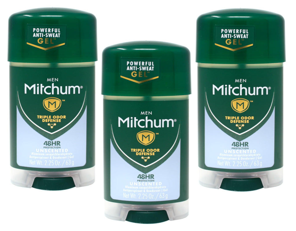 Mitchum Clear Gel Unscented Anti-Perspirant & Deodorant for Men - 2.25 oz (3 Pack)