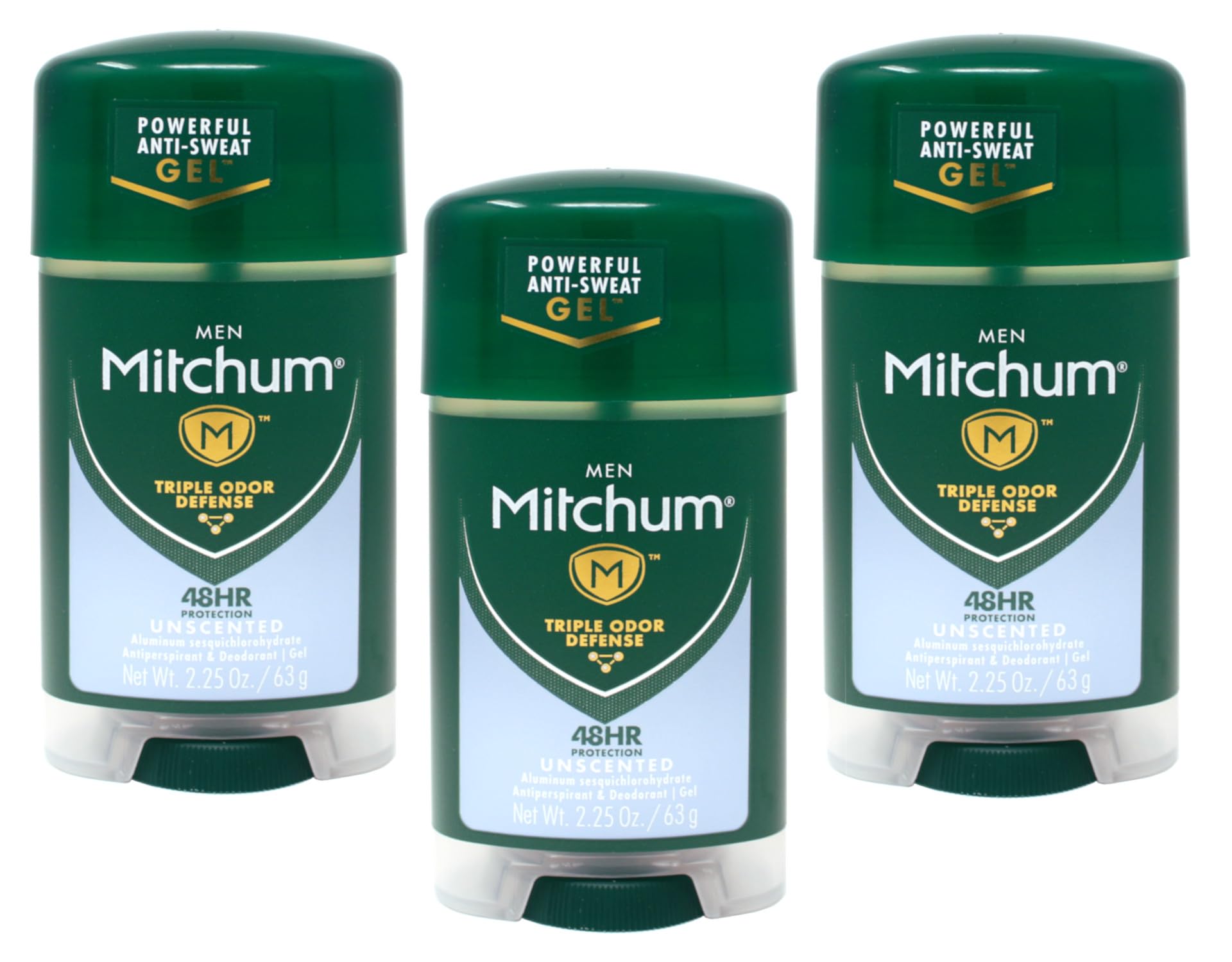 Mitchum Clear Gel Unscented Anti-Perspirant & Deodorant for Men - 2.25 oz (3 Pack)
