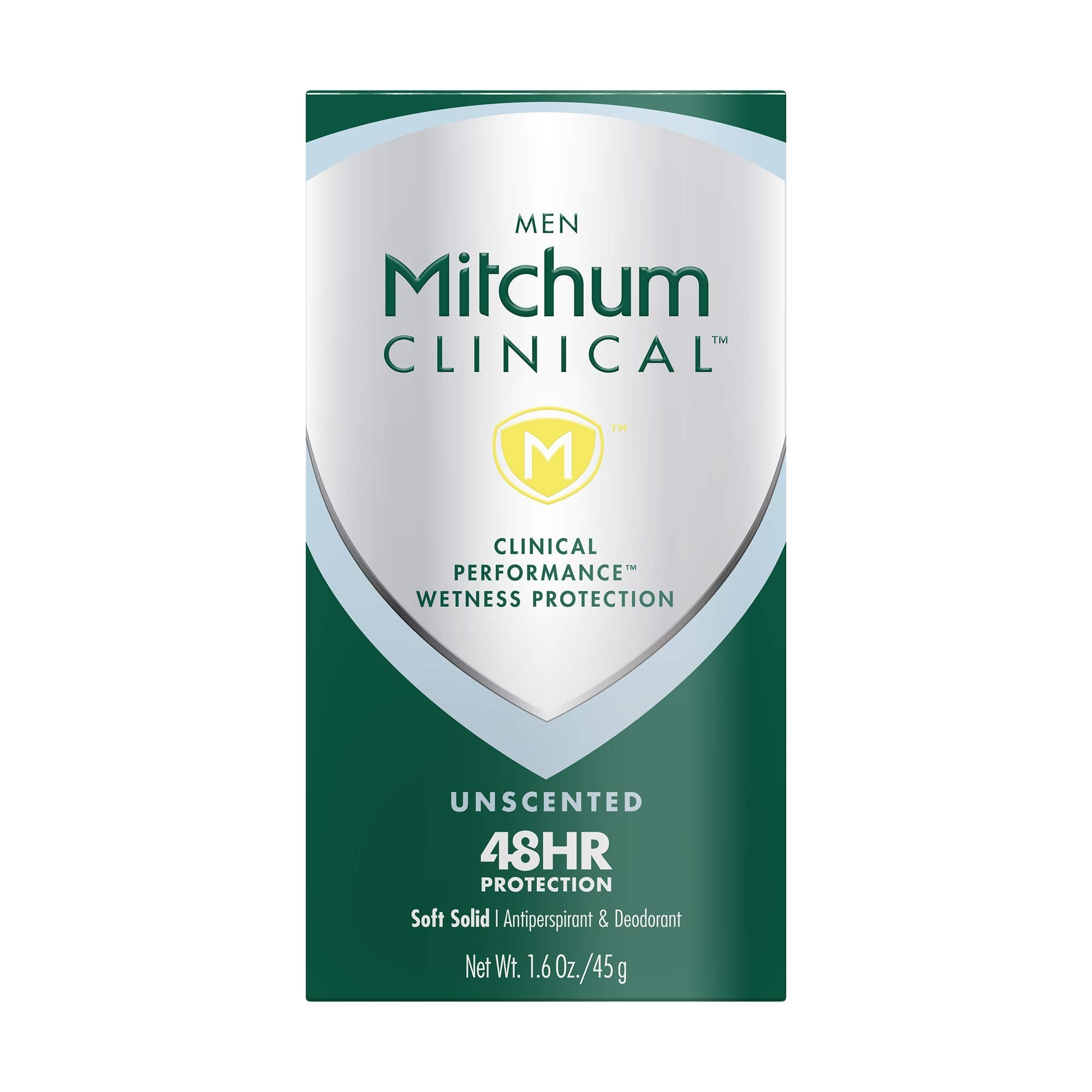 Mitchum Men Clinical Soft Solid Antiperspirant Deodorant Unscented – 1.6 Ounce | 48-Hour Protection