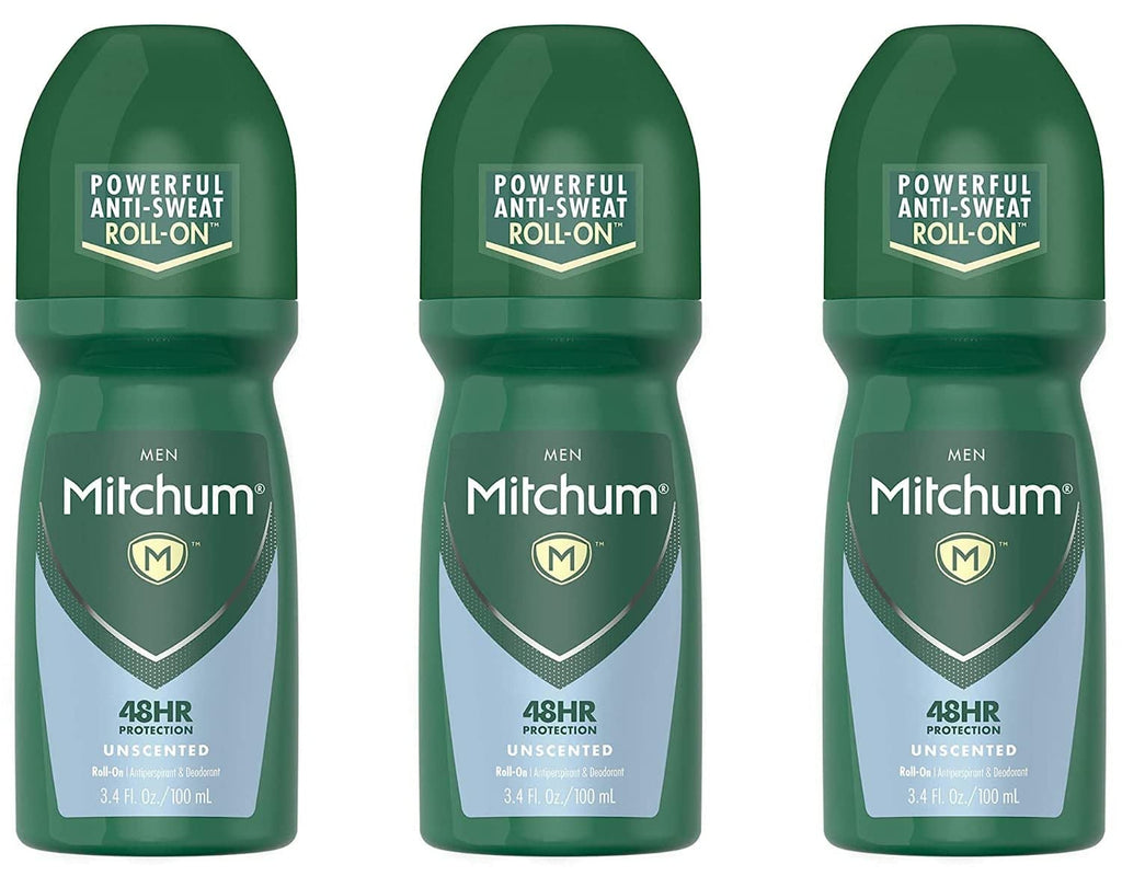 Mitchum Invisible Unscented Roll-On Anti-Perspirant & Deodorant — Pack of 3