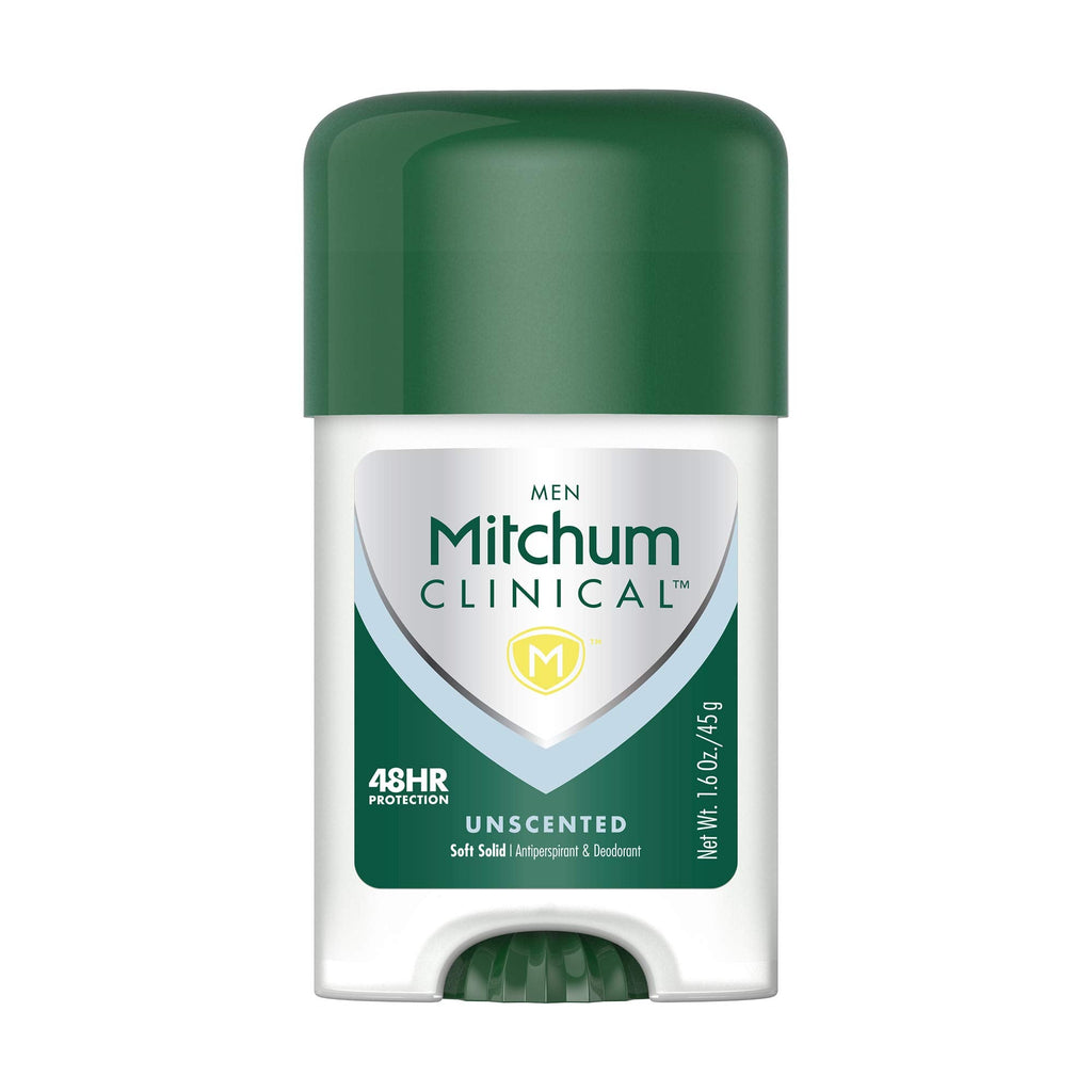 Mitchum Men Clinical Soft Solid Antiperspirant Deodorant Unscented – 1.6 Ounce | 48-Hour Protection