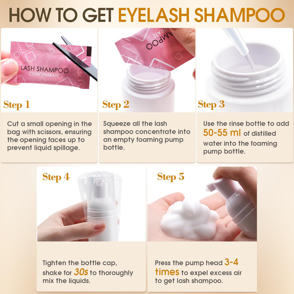 Miuffue Lash Bonder Primer & Shampoo Kit for Eyelash Extensions – Pro Use (15ml+15ml+60ml)