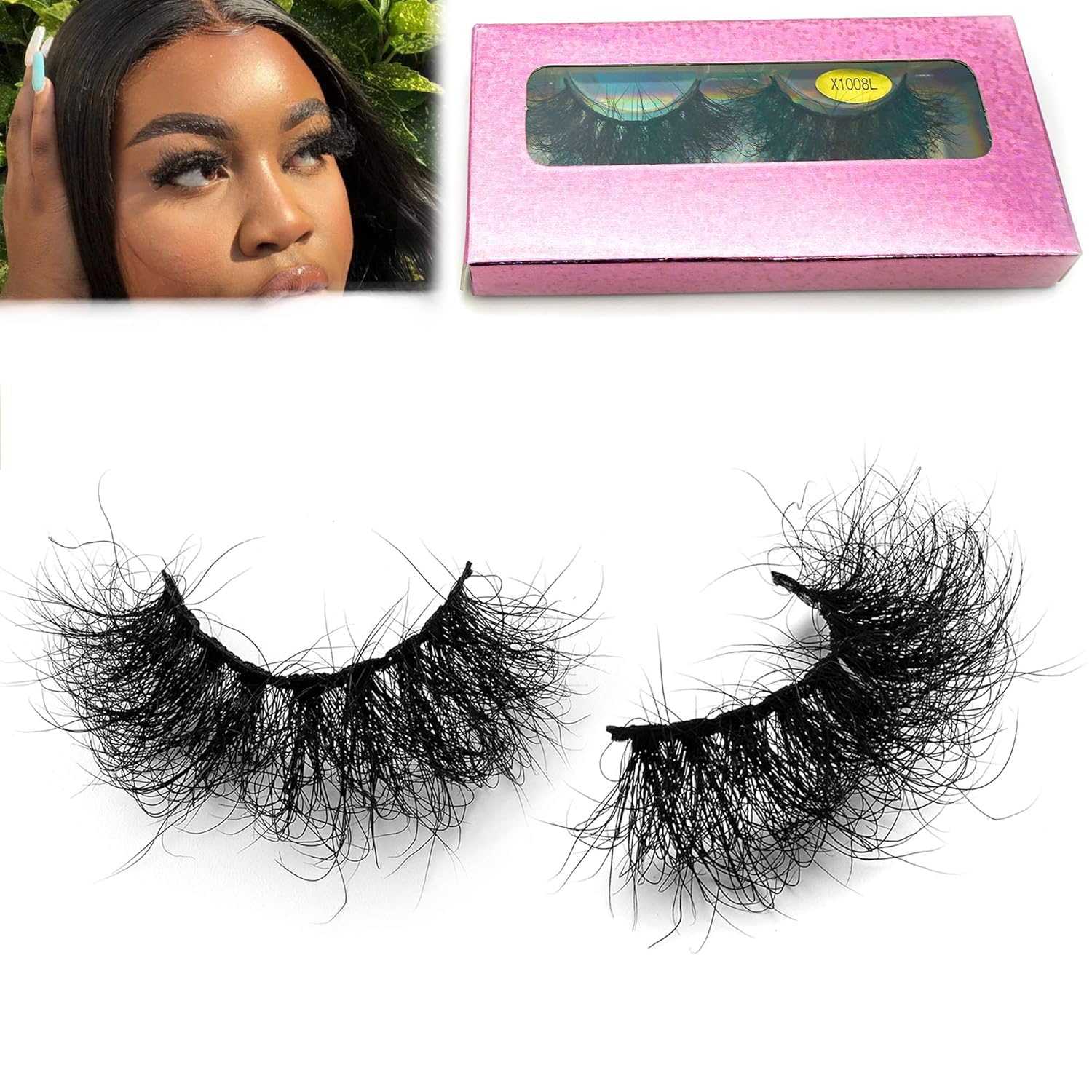 Miuhair Beauty Fluffy Mink Lashes – 25mm 5D Dramatic False Eyelashes, Reusable Real Mink