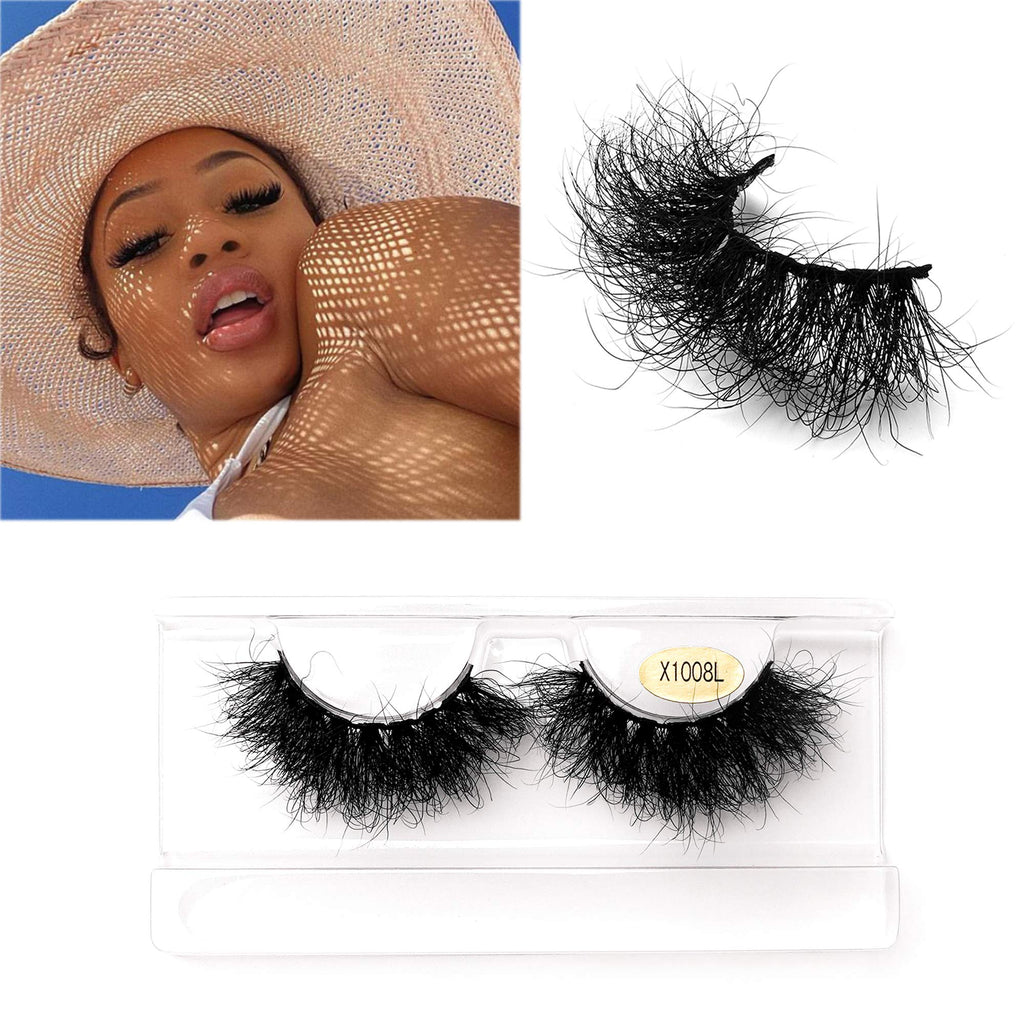 Miuhair Beauty Fluffy Mink Lashes – 25mm 5D Dramatic False Eyelashes, Reusable Real Mink