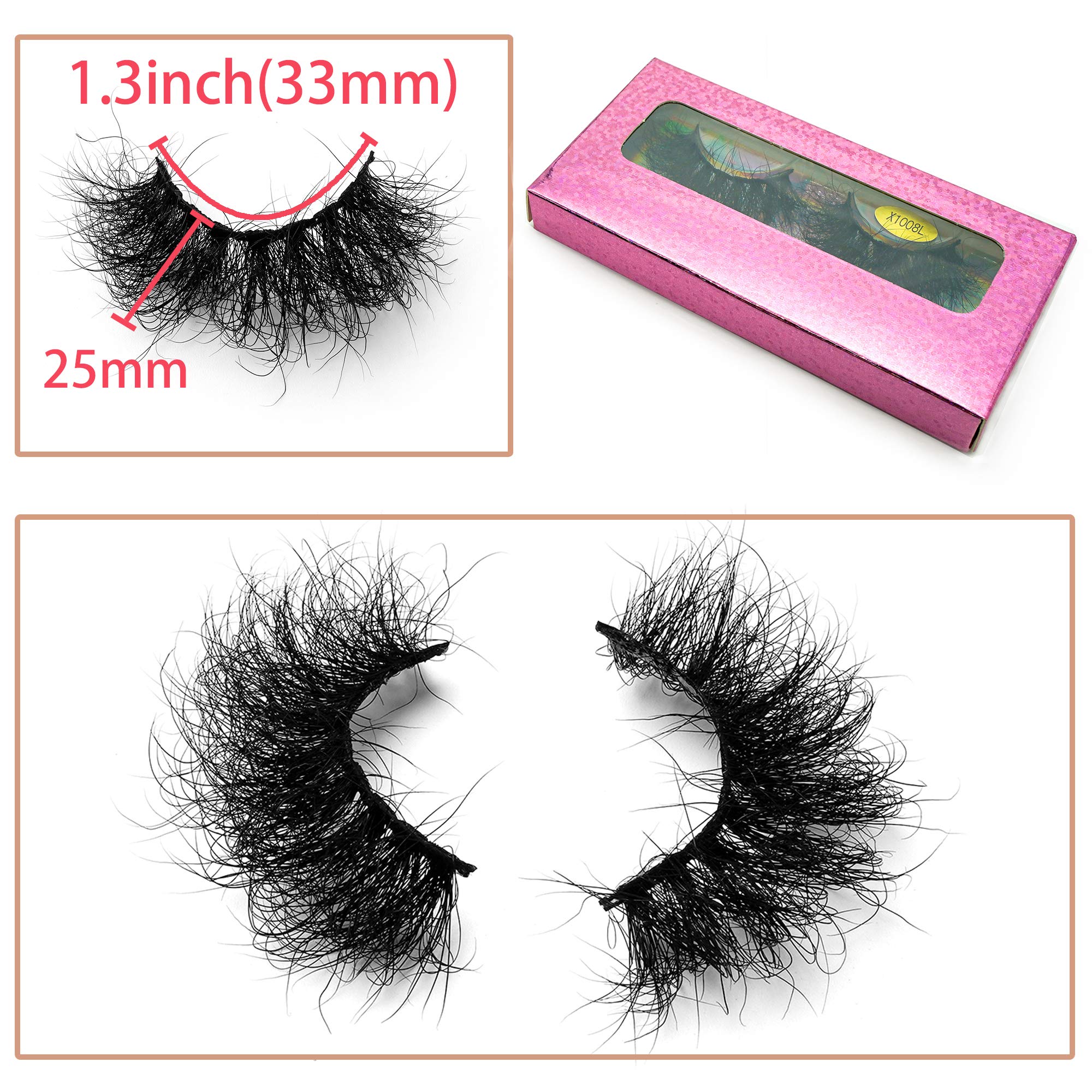 Miuhair Beauty Fluffy Mink Lashes – 25mm 5D Dramatic False Eyelashes, Reusable Real Mink