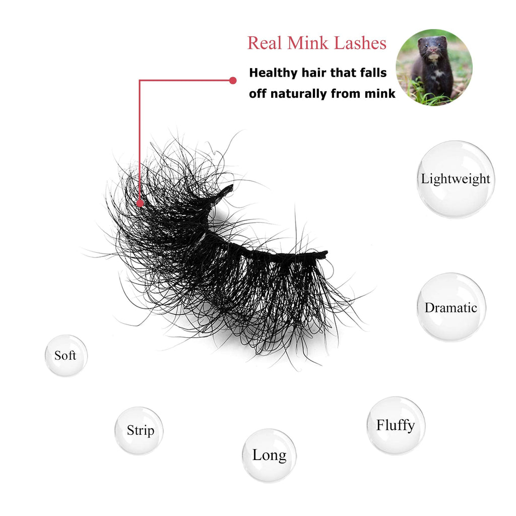 Miuhair Beauty Fluffy Mink Lashes – 25mm 5D Dramatic False Eyelashes, Reusable Real Mink