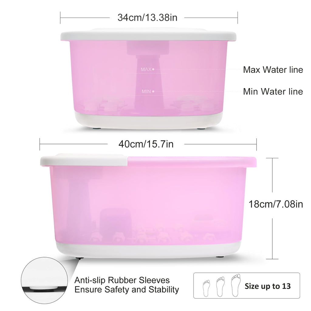Miwhale Foot Spa Bath Massager — Heat, Bubbles, Vibration, Infrared Light | 16 oz Lavender Soak (Pink)