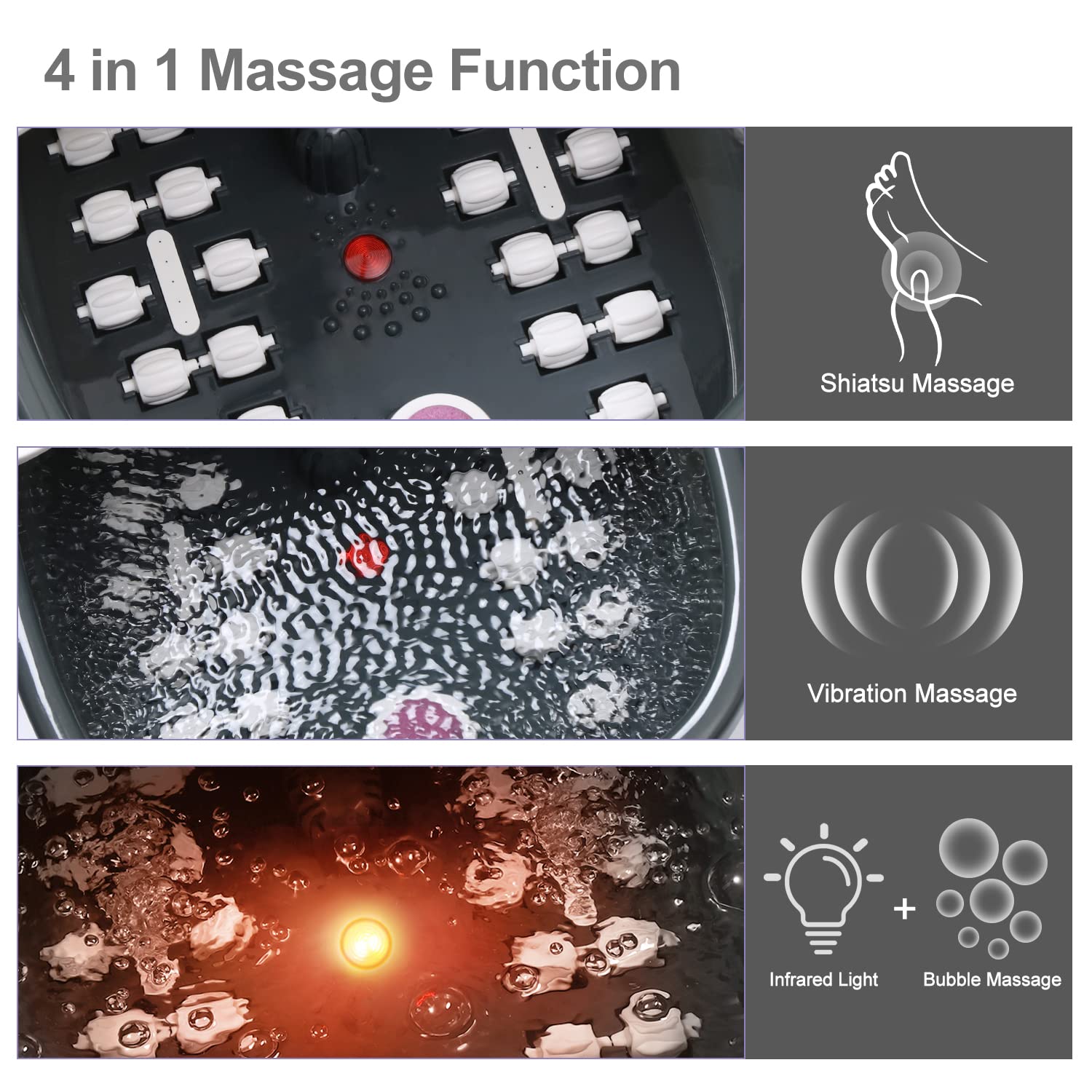 Miwhale Foot Spa Bath Massager — Heat, Bubbles, Vibration & Infrared, Lavender Soak