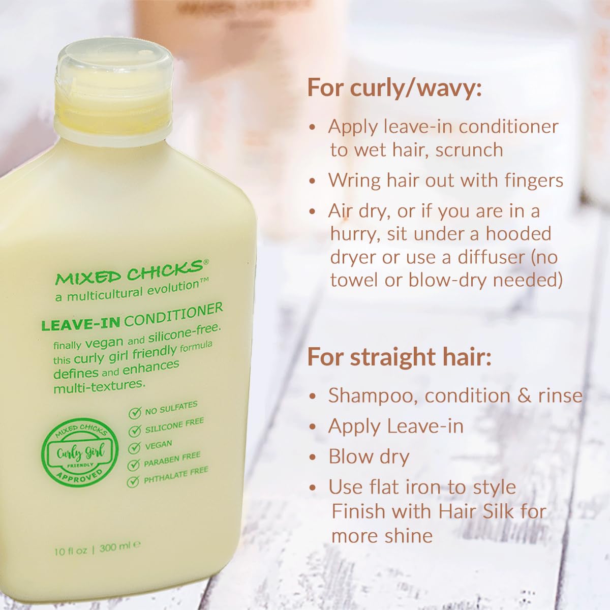 Mixed Chicks Curly Friendly Leave-In Conditioner – Lightweight Hydration for Curls, 10 oz
