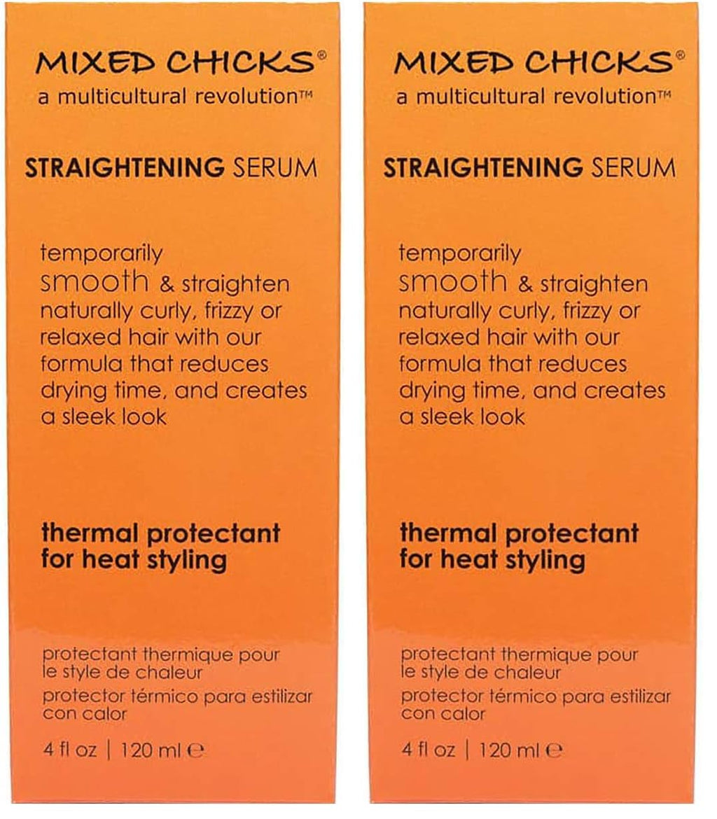 Mixed Chicks Straightening Serum – Thermal Protection for Heat Styling (Pack of 2) – 4 fl oz / 120 ml