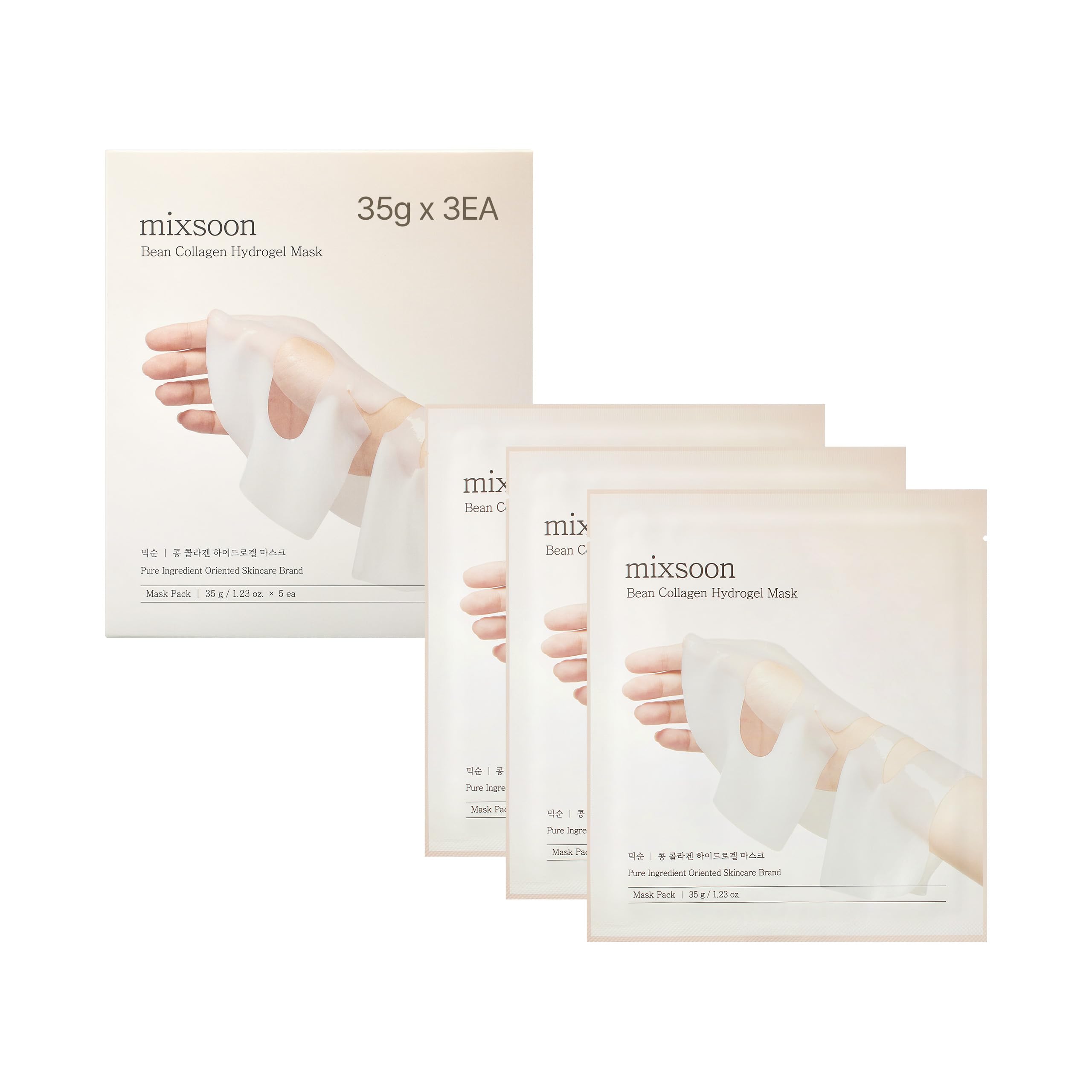 Mixsoon Bean Collagen Hydrogel Mask – Hydration, Firming & Soothing (3ea, 35g)