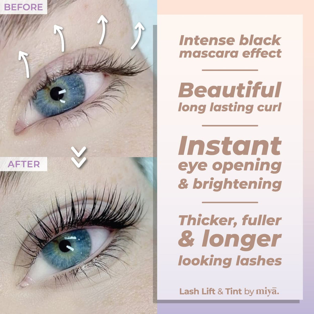 MIYA LASH Lift & Brow Lamination Kit – Keratin Lash Lift & LVL Brow Treatment for Dark, Voluminous Lashes and Brows | Up to 6 Weeks