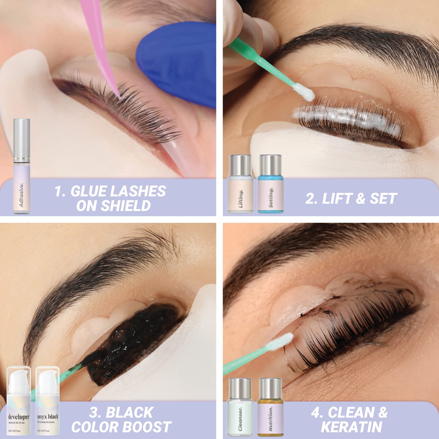 MIYA LASH Lift & Brow Lamination Kit – Keratin Lash Lift & LVL Brow Treatment for Dark, Voluminous Lashes and Brows | Up to 6 Weeks