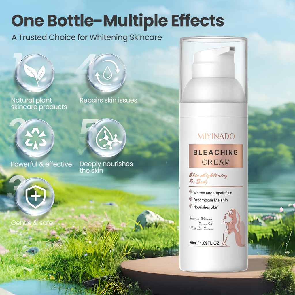 MIYINADO Skin Lightening Cream with Vitamin C - Dark Spot Remover for Underarms, Knees, Elbows & Bikini Line (50ml)